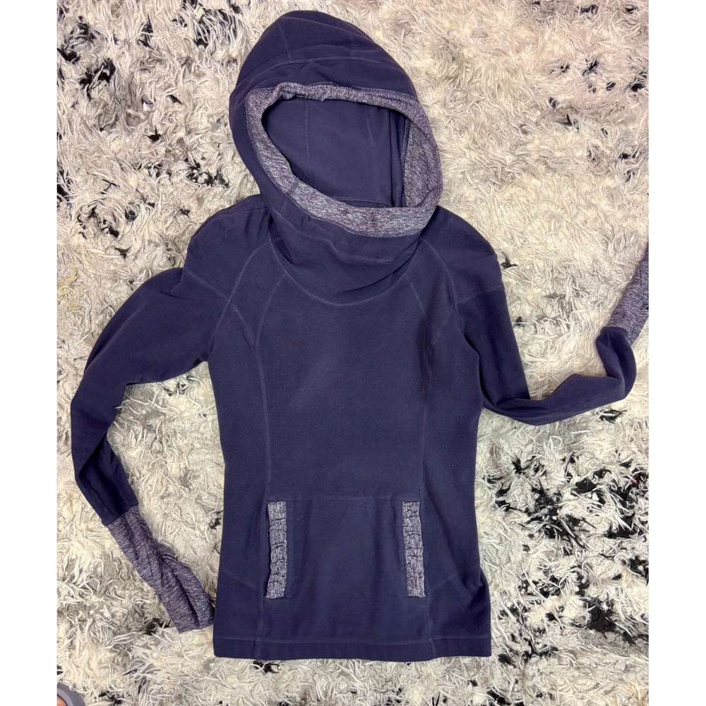 Lululemon Purple Fleece Funnel Neck Hoodie Pullover Space Dye Trim Small